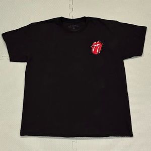 The Rolling Stones Lips and Tongue Embroidered Logo Tee Shirt Size Large